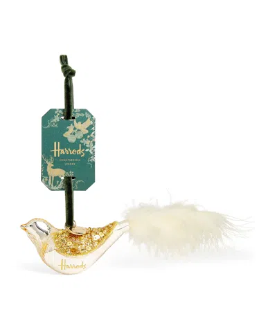 Harrods Embellished Bird Tree Decoration In Gold