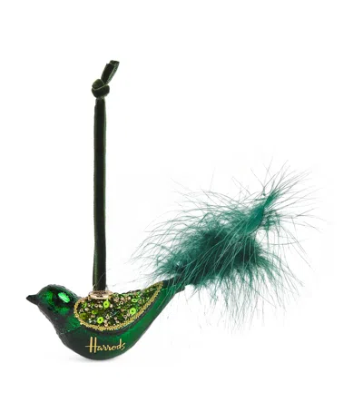 Harrods Embellished Bird Tree Decoration In Green