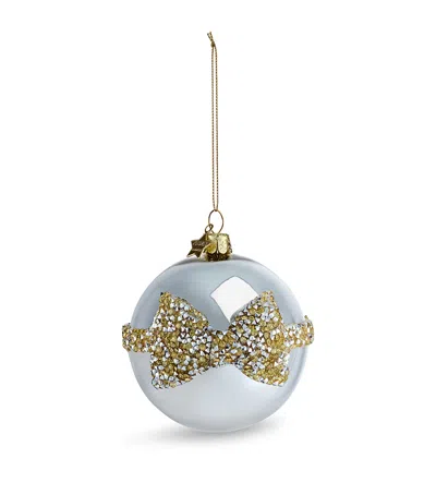 Harrods Embellished Bow Bauble In Silver