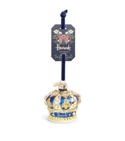 Harrods Embellished Crown Tree Decoration In Blue