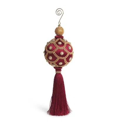 Harrods Embellished Tassel-detail Bauble In Burgundy