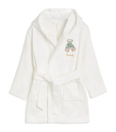 Harrods Kids' Embroidered Bear Dressing Gown In Ivory