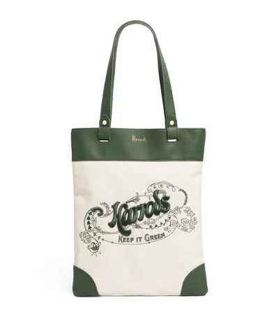 Harrods Embroidered Logo Tote Bag In Green