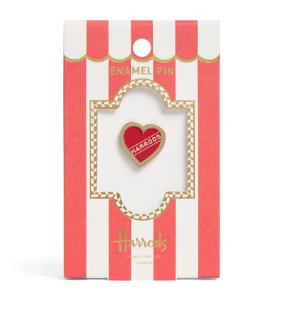 Harrods Enamel Heart Pin Badge In Red