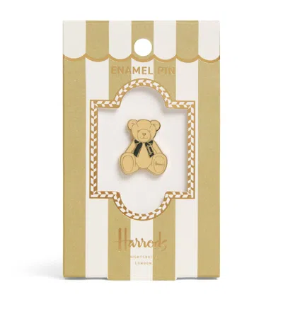 Harrods Enamel Henry Bear Pin Badge In Gold