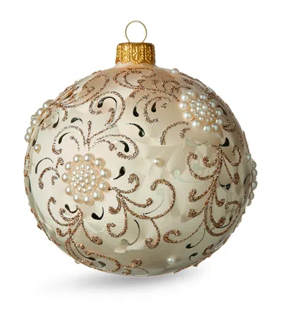 Harrods Faux Pearl-embellished Floral Bauble In Silver