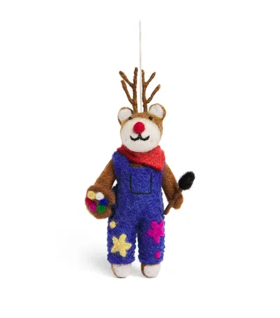 Harrods Felt Artist Reindeer Tree Decoration In Multi