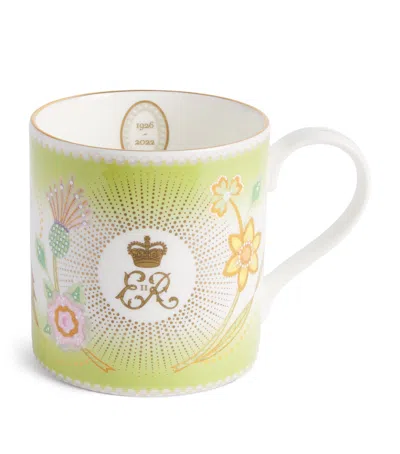 Harrods Fine Bone China Queen Elizabeth Ii Centenary Mug In Green