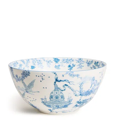 Harrods Fine Bone China Toile Bowl In Blue