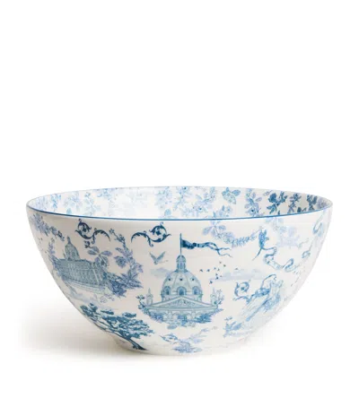 Harrods Fine Bone China Toile Bowl In Blue