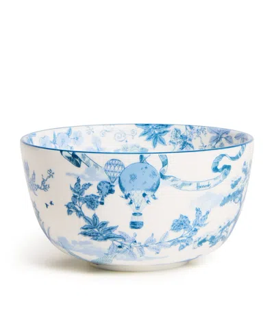 Harrods Fine Bone China Toile Bowl In Blue