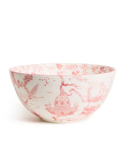Harrods Fine Bone China Toile Bowl In Pink