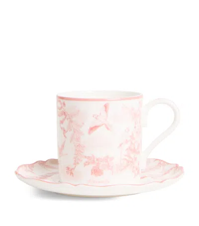 Harrods Fine Bone China Toile Espresso Cup And Saucer In Pink