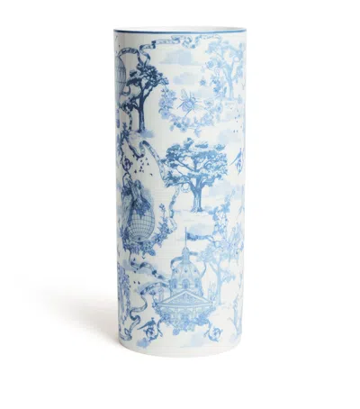 Harrods Fine Bone China Toile Vase In Blue