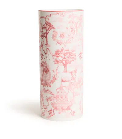Harrods Fine Bone China Toile Vase In Pink