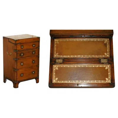 Pre-owned Harrods Fine  London Kennedy Chest Of Drawers Brown Leather Writing Slope Desk