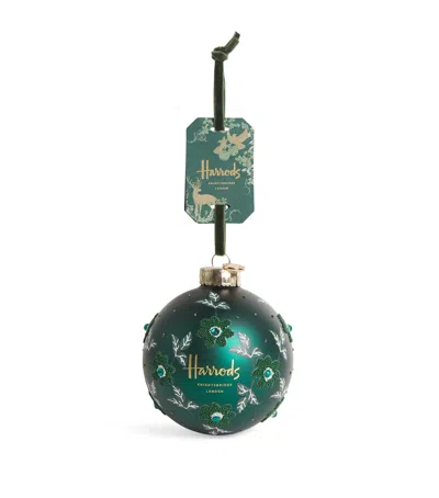 Harrods Floral-embellished Logo Bauble In Green