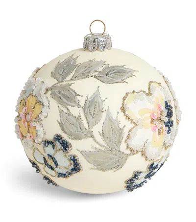 Harrods Flower-embellished Bauble In White