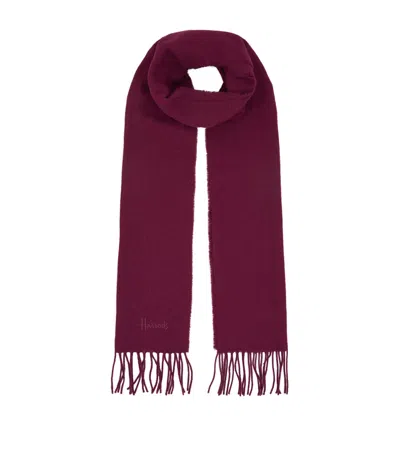 Harrods Fringed Wool Scarf In Burgundy