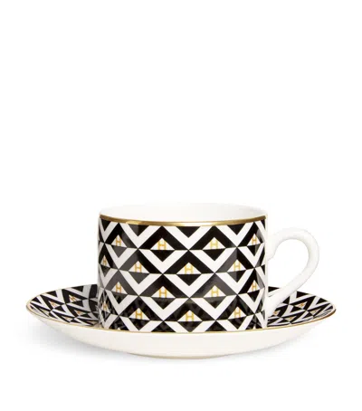 Harrods Geometric Tea Cup And Saucer Set In Multi