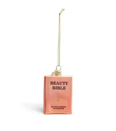Harrods Glass Beauty Bible Tree Decoration In Pink