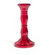 Harrods Glass Candlestick In Red