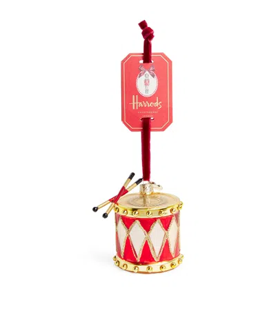 Harrods Glass Drum Tree Decoration In Red