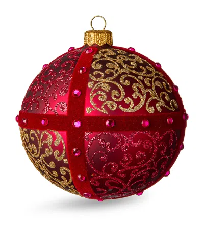 Harrods Glass Embellished Bauble In Burgundy