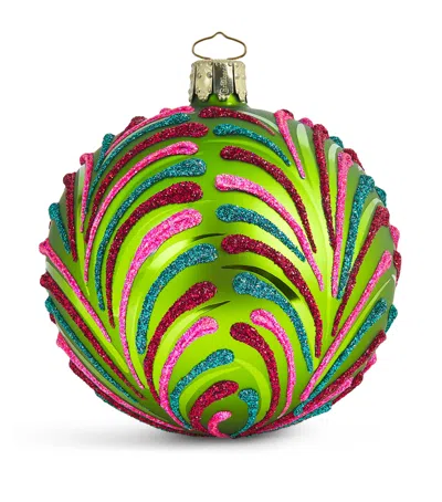 Harrods Glass Embellished Bauble In Green