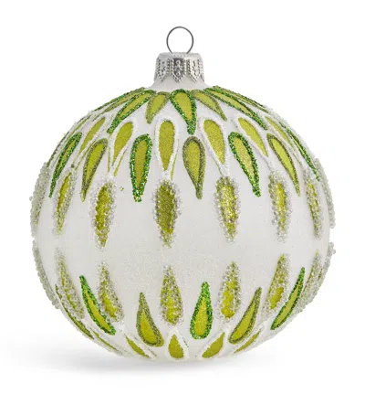 Harrods Glass Embellished Bauble In Green