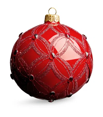 Harrods Glass Embellished Bauble In Red