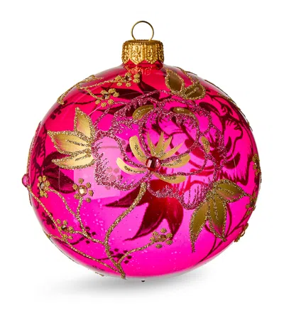 Harrods Glass Floral Bauble In Purple