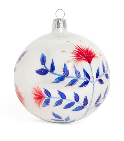 Harrods Glass Floral Bauble In White