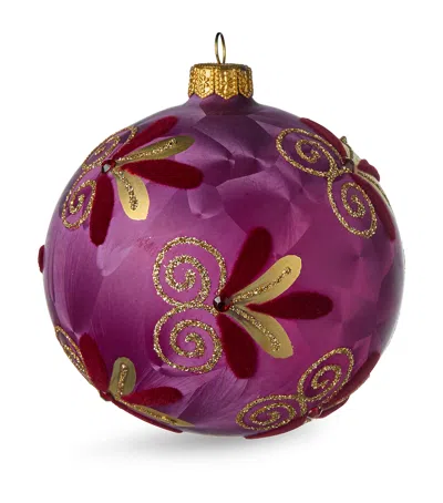 Harrods Glass Glitter-detail Bauble In Purple
