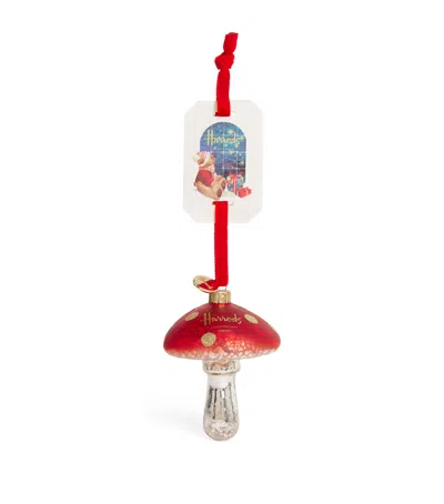 Harrods Glass Mushroom Tree Decoration In Red