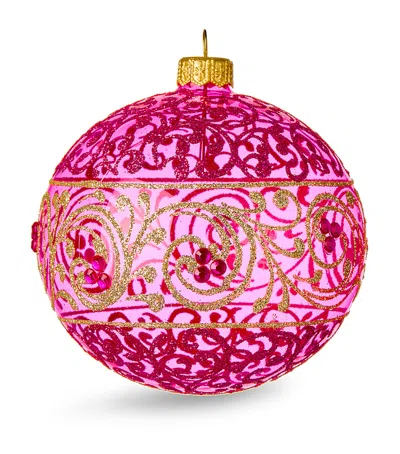 Harrods Glass Painted Bauble In Purple