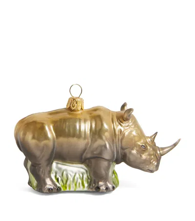 Harrods Glass Rhino Ornament In Grey