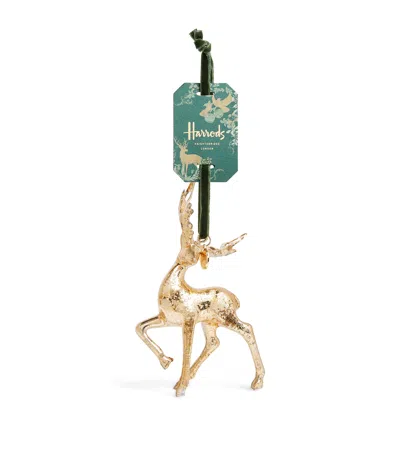 Harrods Glass Stag Tree Decoration In Gold