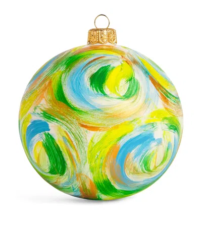 Harrods Glass Swirl Bauble In Multi