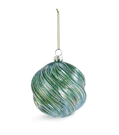 Harrods Glass Swirl Oval Bauble