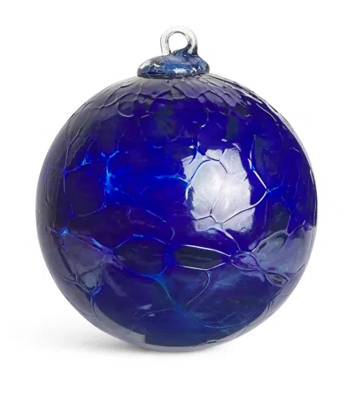 Harrods Glass Textured Bauble In Blue