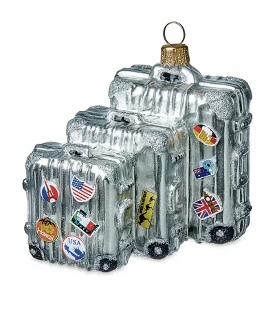 Harrods Glass Travel Suitcases Set Tree Ornaments