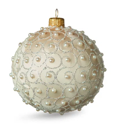 Harrods Glitter And Pearl Bauble In Silver