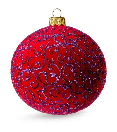 Harrods Glitter-embellished Bauble In Burgundy