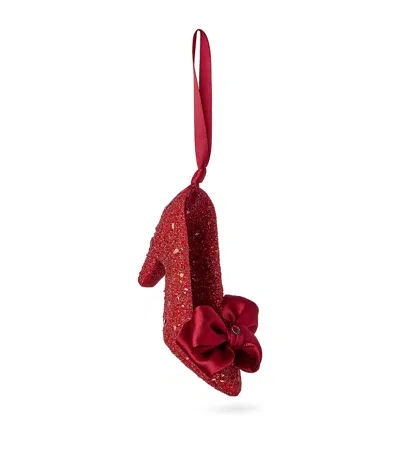 Harrods Glitter Pump Tree Decoration In Red