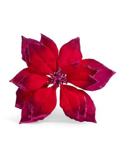 Harrods Glittered Poinsettia Decoration In Red