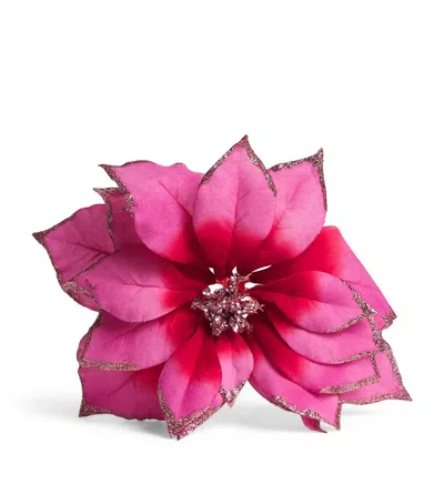 Harrods Glittered Poinsettia Decoration In Pink