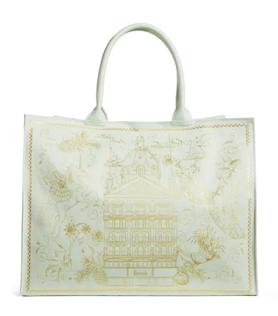 Harrods Gold Building Shopper Bag In Green