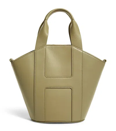 Harrods Grab Leather Tote Bag In Green