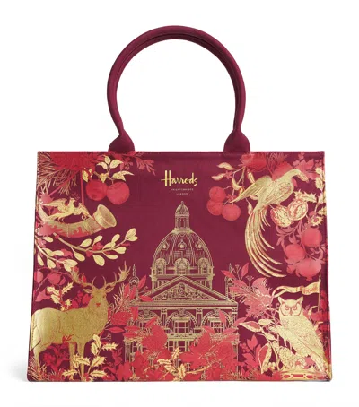 Harrods House Of  Grocery Tote Bag In Burgundy